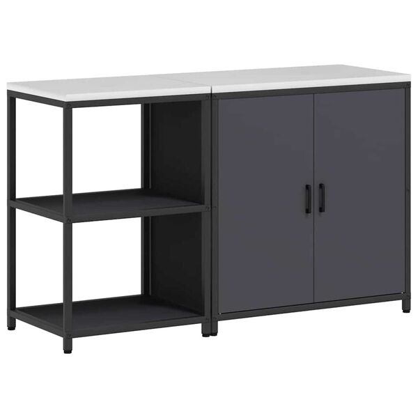 vidaXL Keittiön säilytyssarja hyllyllä ovella 2 pcs Antrasiitti Teräs