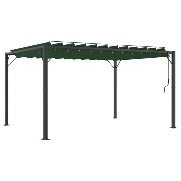 vidaXL Gazebo, jossa on s&auml;ilytyskatos Vihre&auml; 3 x 4 x 2,14 m