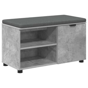 vidaXL Halli penkki tyynyll&auml; hyllyll&auml; Betoni Harmaa 80 x 38 x 46 cm