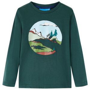 Lasten pitk&auml;hihainen T-paita tummanvihre&auml; 92