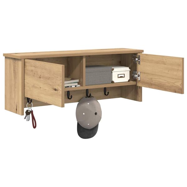 vidaXL Sein&auml;lle asennettava takkihylly Artisan tammi 80 x 20 x 30 cm