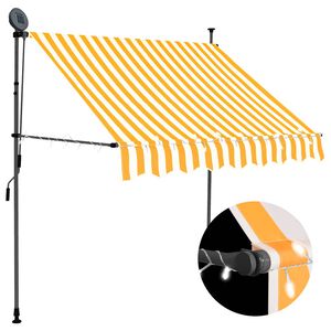 vidaXL Sis&auml;&auml;nkelattava markiisi LED-valoilla 100 cm valkoinen/oranssi