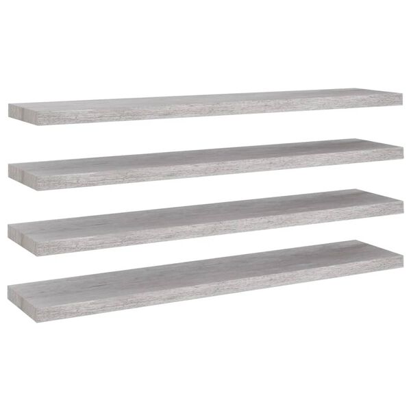 vidaXL Kelluvat sein&auml;hyllyt 4 kpl betoninharmaa 120x23,5x3,8 cm MDF