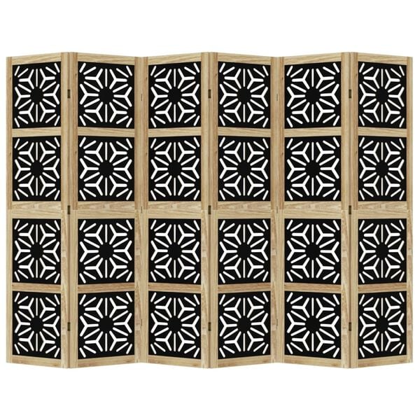 vidaXL 6-Paneelinen tilanjakaja ruskea ja musta täysi keisaripuu