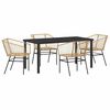 vidaXL Piharuokailu setti 5 pcs Ruskea polyrottinki