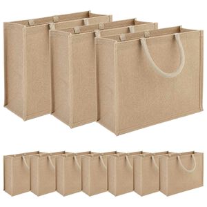 vidaXL Juutti k&auml;silaukut 10 Luonnollinen 42 x 33 x 19 cm