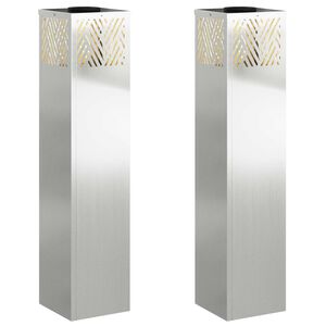 vidaXL Aurinko LED-polkuvalo 2 kpl L&auml;mpim&auml;n Valkoinen 18 x 18 x 80 cm
