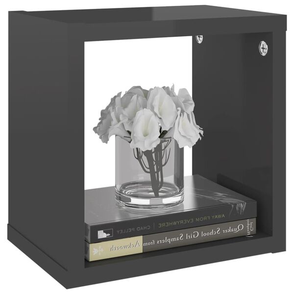 vidaXL Kuutiosein&auml;hyllyt 6 kpl korkeakiilto harmaa 22x15x22 cm