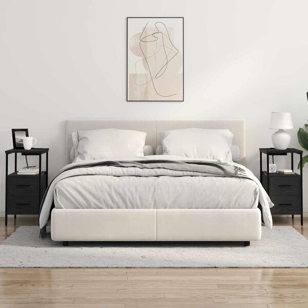 vidaXL Y&ouml;p&ouml;yt&auml;kaappi Musta tammi. 30 x 48 x 61 cm Tekninen puu