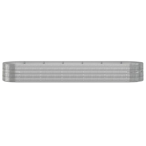 vidaXL Korotettu kukkalaatikko jauhemaalattu teräs 510x140x68 cm hopea