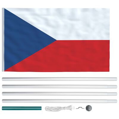 vidaXL Tšekin lippu ja tanko alumiini 6,2 m