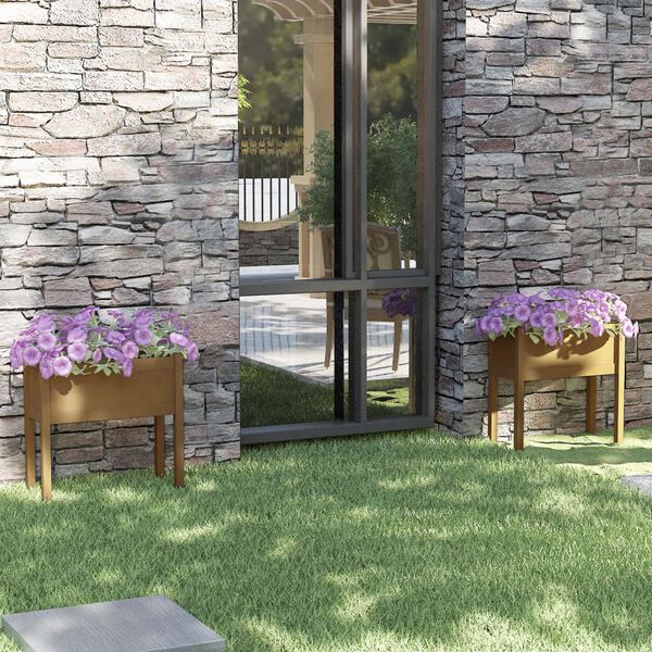 vidaXL Puutarhan kukkalaatikot 2 kpl hunajanruskea 70x31x70 cm mänty