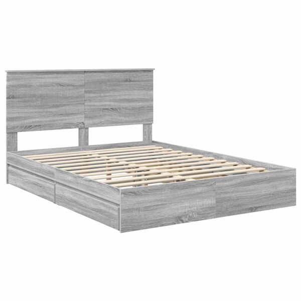 vidaXL S&auml;ilytyss&auml;nky p&auml;&auml;tyll&auml; Harmaa Sonoma 5FT King Size Tekninen puu