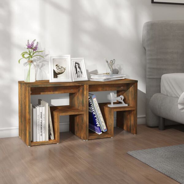 vidaXL Yöpöydät 2 kpl savutammi 40x30x40 cm tekninen puu