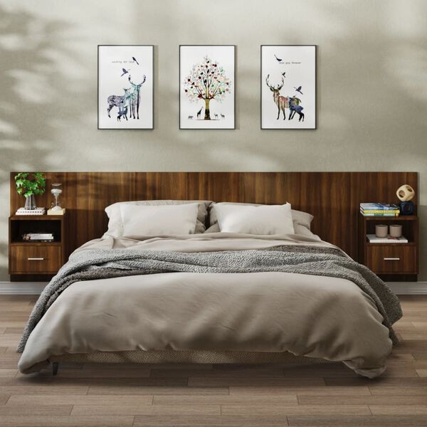 vidaXL Sein&auml;kiinnitett&auml;v&auml;t y&ouml;p&ouml;yd&auml;t 2 kpl ruskea tammi