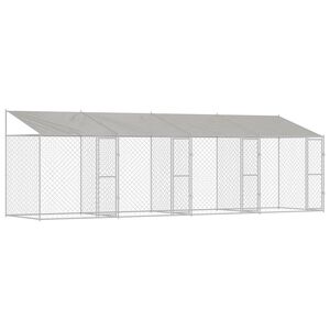 vidaXL Koirah&auml;kki, jossa on katto Hopea 800 x 200 x 256 cm Ter&auml;s ja PE
