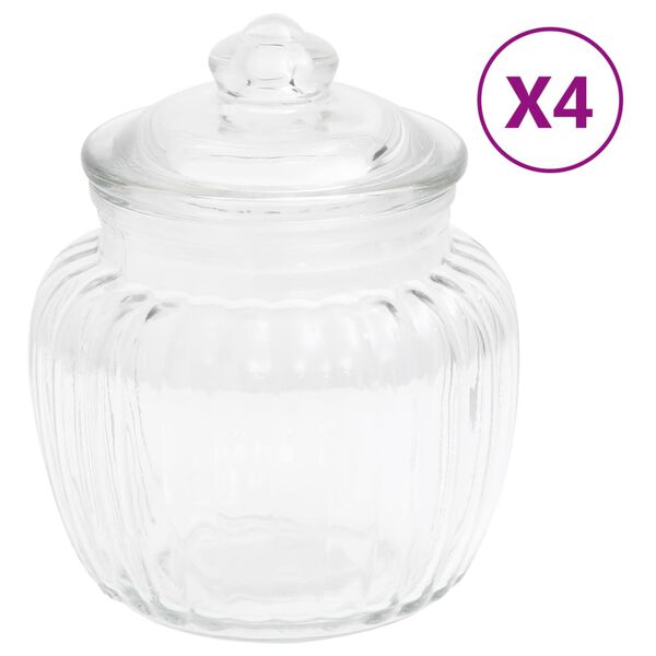 vidaXL S&auml;ilytyspurkit 4 kpl 500 ml lasi