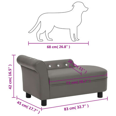 vidaXL Koiran sohva harmaa 83x45x42 cm keinonahka