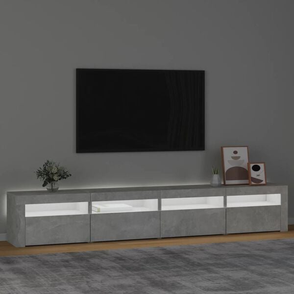 vidaXL TV-taso LED-valoilla betoninharmaa 240x35x40 cm