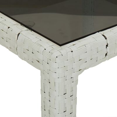 vidaXL Puutarhapöytä valk. 190x90x75 cm karkaistu lasi ja polyrottinki