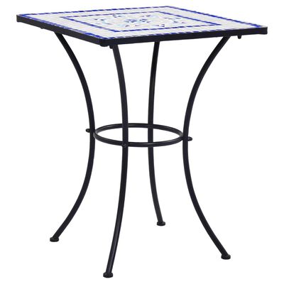 vidaXL Mosaiikkibistropöytä sininen ja valkoinen 60 cm keramiikka