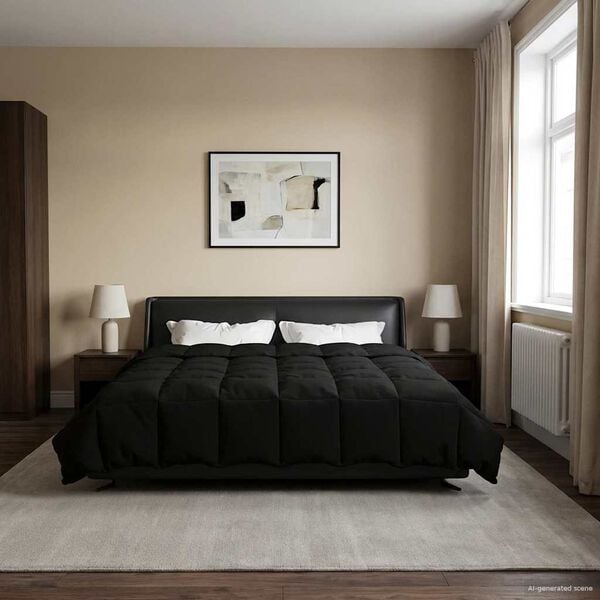 vidaXL Kes&auml;peitto Quiltottu Musta 200 x 220 cm Mikrokuitu