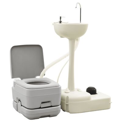 vidaXL Kannettava retkeily-WC ja käsienpesutelinesarja vesisäiliöllä