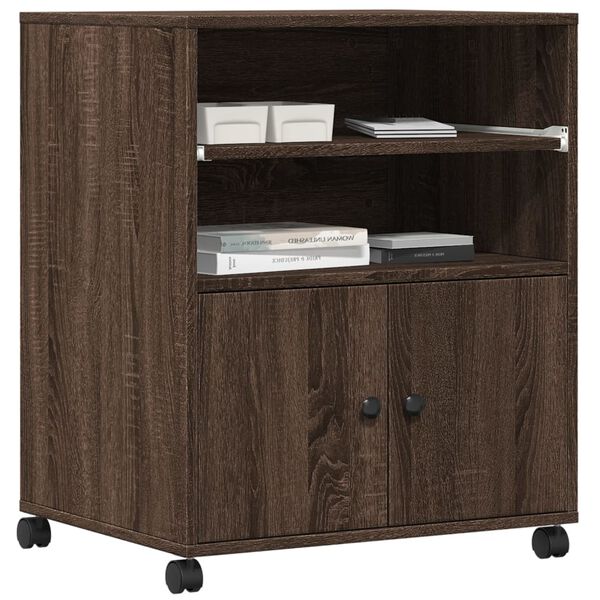 vidaXL Tulostinteline py&ouml;rill&auml; ruskea tammi 60x48x74 cm