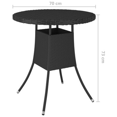 vidaXL Puutarhapöytä musta 70x70x73 cm polyrottinki