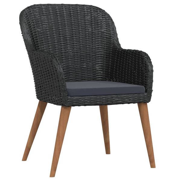 vidaXL 5-osainen Ulkoruokailuryhmä tyynyillä musta