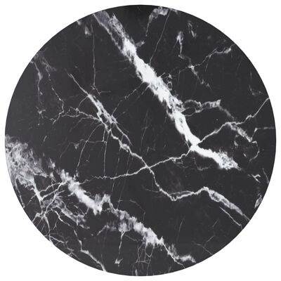 vidaXL Pöytälevy musta Ø50x0,8 cm karkaistu lasi marmorikuvio