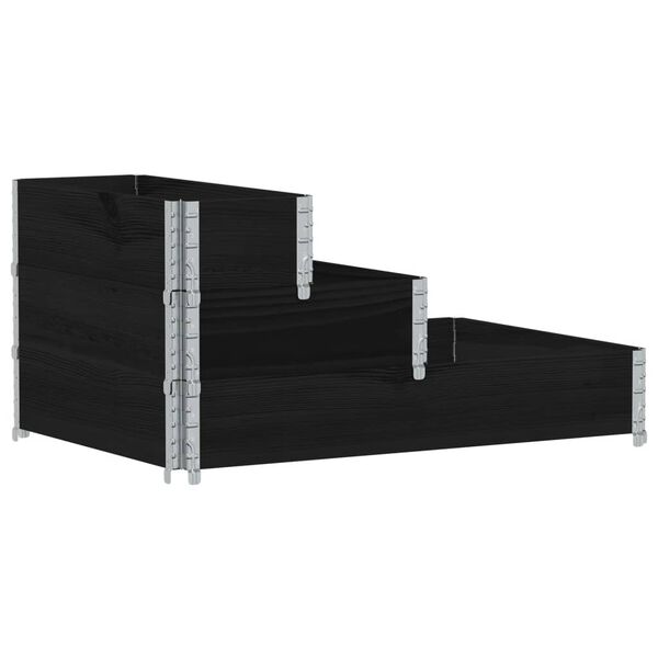vidaXL 3-tasoinen Korotettu kukkalaatikko musta 120x80 cm t&auml;ysi m&auml;nty