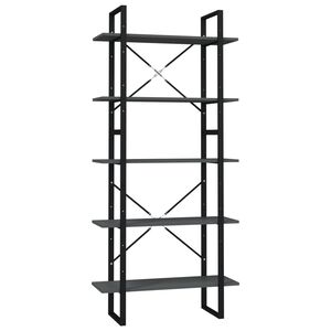 vidaXL 5-tasoinen Kirjahylly harmaa 80x30x175 cm tekninen puu