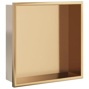vidaXL Suihkuhylly harjattu kulta 32x32x9 cm ruostumaton ter&auml;s