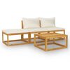vidaXL 4-osainen Puutarhasohvasarja tyynyill&auml; kerma t&auml;ysi akasiapuu