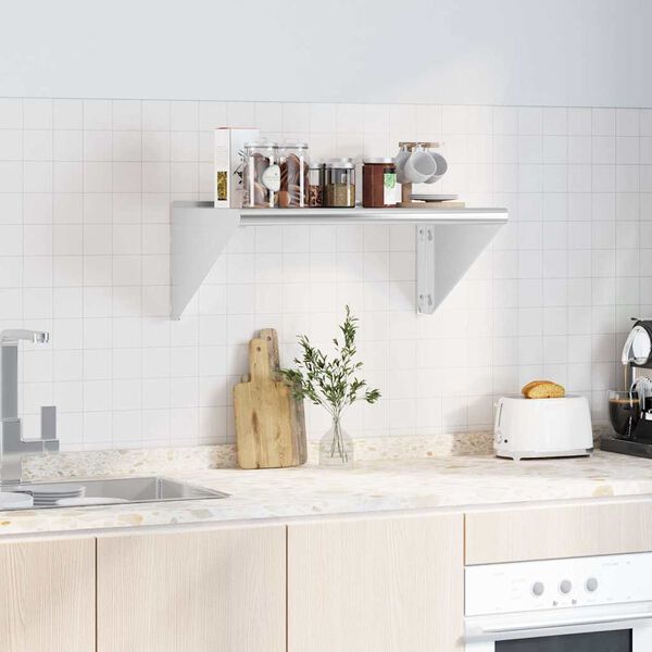 vidaXL Seinähylly 75x45x31 cm hopea ruostumaton teräs