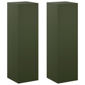 vidaXL Kasviteline 2 pcs Oliivinvihre&auml; 30 x 30 x 100 cm Ter&auml;s