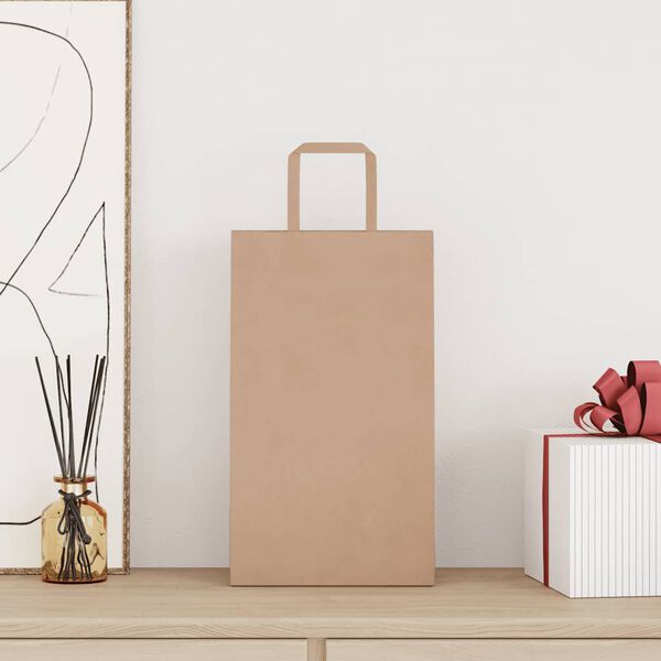 vidaXL Paperikassit 250 kpl kahvoilla ruskea 21x11x36 cm