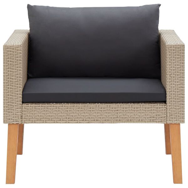 vidaXL 5-osainen Puutarhasohvasarja tyynyill&auml; polyrottinki beige