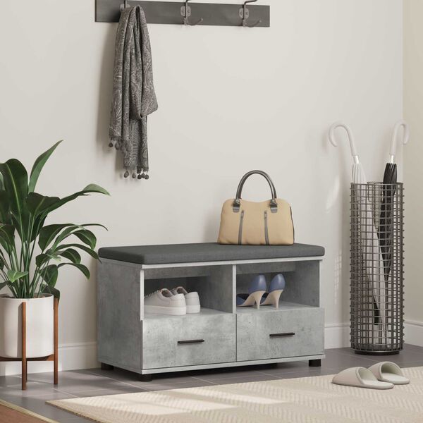 vidaXL Halli penkki tyynyll&auml; Betoni Harmaa 80 x 38 x 46 cm