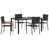 vidaXL Piharuokailu setti 5 pcs Musta polyrottinki