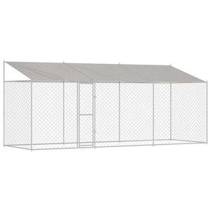 vidaXL Koirah&auml;kki, jossa on katto Hopea 600 x 200 x 256 cm Ter&auml;s ja PE