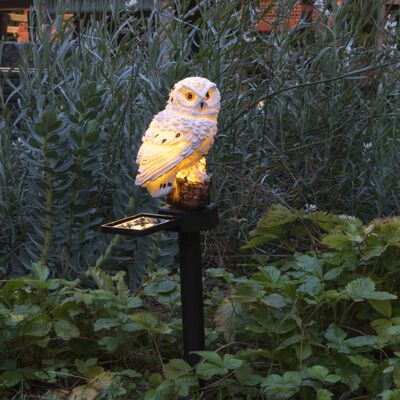 HI LED Pöllö puutarhavalo aurinkovoimalla valkoinen