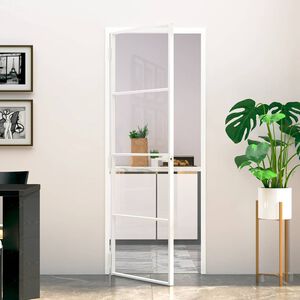 vidaXL Sis&auml;ovi valkoinen 76x201,5 cm karkaistu lasi ja alumiini ohut