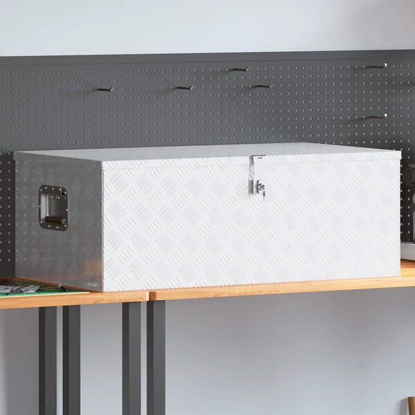 vidaXL Säilytyslaatikko hopea 100x55x37 cm alumiini