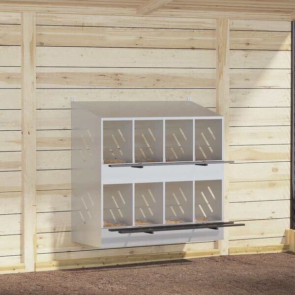 vidaXL Kananpesälaatikko 8 lokerolla galvanoitua hopeametallia