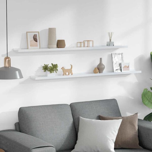 vidaXL Sein&auml;hyllyt 2 kpl valkoinen 115x9x3 cm