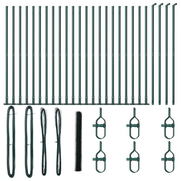 vidaXL Aita paalujen kanssa Vihreä 1.4 x 50 m