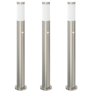 vidaXL Pollarivalaisimet sensorilla 3 kpl 80 cm ruostumaton ter&auml;s IP44