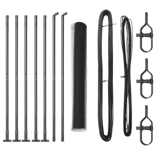 vidaXL Aita paalujen kanssa Harmaa 1 x 10 m